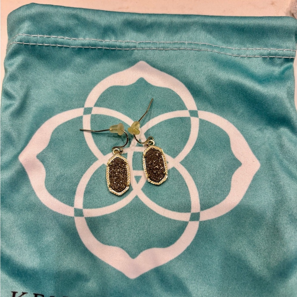 Kendra Scott Lee Silver Drop Earrings in Gold Drusy